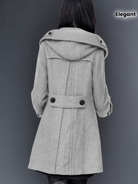 Women's Heavyweight Tweed Coat - Elegant Winter Outerwear, Structured H-Silhouette Long Jacket for Cold Weather, Formal & Everyday Use - Non-Stretch Fabric (Hand Wash/Dry Clean), Ladies Winter Coats