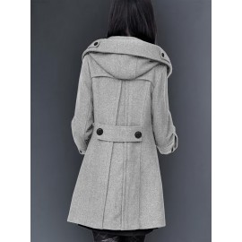 Women's Heavyweight Tweed Coat - Elegant Winter Outerwear, Structured H-Silhouette Long Jacket for Cold Weather, Formal & Everyday Use - Non-Stretch Fabric (Hand Wash/Dry Clean), Ladies Winter Coats