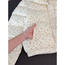 [Cozy Fleece-Lined Jacket] Cozy Fleece-Lined Jacket | Women's Zip-Up with Floral Pattern | Long Sleeve, Button-Up Front for Fall & Winter