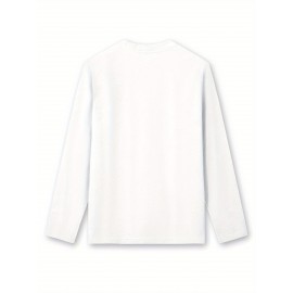 Women's Casual Long Sleeve T-Shirt with Fox & Maple Leaf Geometric Print - Vibrant Orange & Red on Grey, Round Neck, Machine Washable, Spring/Summer Vacation & Casual Attire, Versatile Streetwear, Spring Summer Apparel, Comfortable Fabric