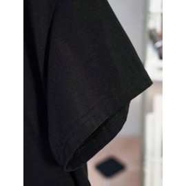 Women'S Cute Japanese Samurai Cat Poster T-Shirt - Sumi-e Art Print, Casual Crew Neck Short Sleeve Top for Summer & Spring, Soft Polyester Fabric, Casual Wear | Japanese Style Top | Smooth Texture