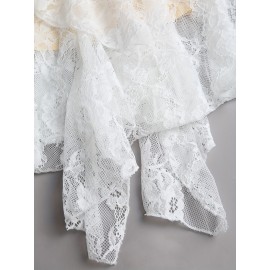 [Elegant Lace Dress] Sleeveless Elegant Off-Shoulder Lace Dress | Ruffle Detail, Bow Accent, Flowing Design, Perfect for Summer Events