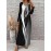 Elegant Women'S V-Neck Long Sleeve Dress with Artistic Ellipse Print - Black & Gray Polyester, Flowy A-Line Cut, Perfect for Fall/Winter Fashion, Stylish Outfit | Flowy A-Line Dress | Polyester Fabric