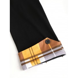 Patchwork Checkered Faux Two-Piece Vintage Dress