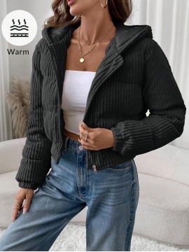 [Elegant Zip-Up Hooded Jacket] Elegant Women's Short Zip-Up Hooded Jacket | Full-Zip Closure, H-Line Silhouette, Flared Hem, Machine Washable, Versatile Casual to Semi-Formal, Solid Color (White & More)